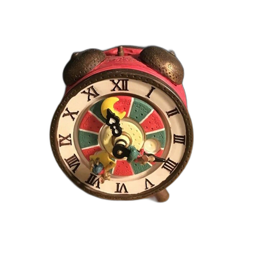 Vintage Animated Musical Mouse Faux Alarm Clock - Spinning Mice Moon Stars